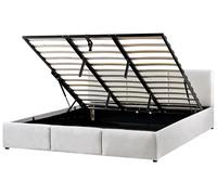 Ottoman Bed BOUSSE Velvet Light Grey 180 x 200 cm (EU Super King)