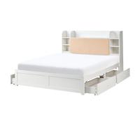 Beliani Bed With Storage Drawers Bizou White 160 X 200 Cm (Eu King Size)