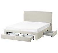 Bed with Storage Drawers SOUTRIN Fabric Beige 160 x 200 cm (EU King Size)