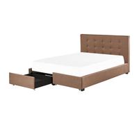 Bed with Storage Drawers LA ROCHELLE Fabric Brown 180 x 200 cm (EU Super King)