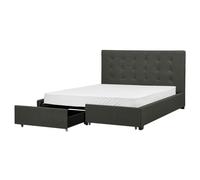 Bed with Storage Drawers Fabric LA ROCHELLE 160 x 200 cm (EU King Size) Dark Grey