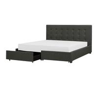 Bed with Storage Drawers Fabric LA ROCHELLE 180 x 200 cm (EU Super King) Dark Grey