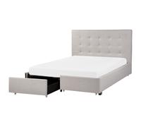 Bed with Storage Drawers LA ROCHELLE Fabric Light Grey 140 x 200 cm (EU Double)