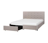 Bed with Storage Drawers Fabric LA ROCHELLE 160 x 200 cm (EU King Size) Light Grey