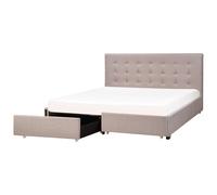 Bed with Storage Drawers LA ROCHELLE Fabric Light Grey 180 x 200 cm (EU Super King)