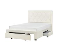 Bed with Storage Drawers LIEVIN Velvet Light Beige 140 x 200 cm (EU Double)