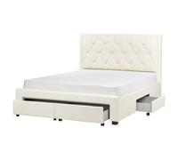 Bed with Storage Drawers LIEVIN Velvet Light Beige 160 x 200 cm (EU King Size)