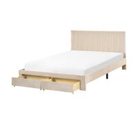 Bed with Storage Drawers LONZAC Velvet Beige 140 x 200 cm (EU Double)