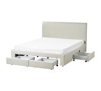 Bed with Storage Drawers SOUTRIN Fabric Beige 160 x 200 cm (EU King Size)