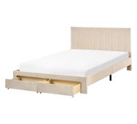 Bed with Storage Drawers LONZAC Velvet Beige 140 x 200 cm (EU Double)