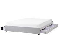 Beliani Bed With Storage Drawers Without Headboard Prades Fabric Light Grey 180 X 200 Cm (Eu Super King)