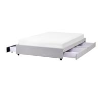 Bed with Storage Drawers without Headboard PRADES Fabric Light Grey 140 x 200 cm (EU Double)