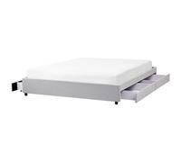 Beliani Bed With Storage Drawers Without Headboard Prades Fabric Light Grey 180 X 200 Cm (Eu Super King)