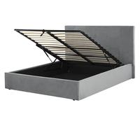 Ottoman Bed LORIENT Velvet Light Grey 140 x 200 cm (EU Double)