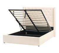 Ottoman Bed LUBBON Velvet Off-White 140 x 200 cm (EU Double)