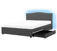 Bed with Storage MONTPELLIER 160 x 200 cm (EU King Size) LED Fabric Multicolour