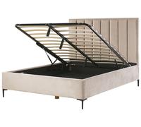Bed with Storage SEZANNE 160 x 200 cm (EU King Size) Velvet Taupe