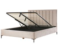 Beliani Ottoman Bed Sezanne Velvet Taupe 180 X 200 Cm (Eu Super King)