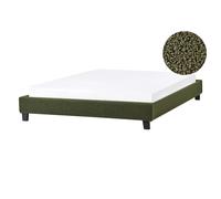 Beliani Bed Without Headboard Boucle Roanne 140 X 200 Cm (Eu Double) Dark Green