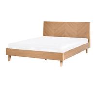 Beliani Bed Wizernes 140 X 200 Cm (Eu Double) Light Oak