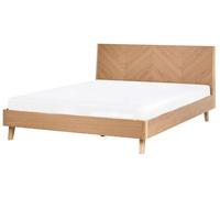 Beliani Bed Wood Veneer Wizernes 160 X 200 Cm Eu King Size, Brown