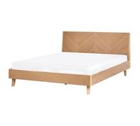 Beliani Bed Wizernes 160 X 200 Cm (Eu King Size) Light Oak