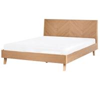 Beliani Bed Wizernes 140 X 200 Cm (Eu Double) Light Oak