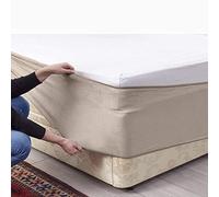 Bed Wrap FAUX SUEDE Divan Bed Base Wrap Valance Sheet COVER Alternative to Traditional Valance Sheet Fully Elasticated Skirt Easy To Fit - Wraps Itself Around The Base Of Your Bed Frame (Beige, King)