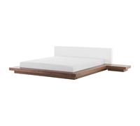 Beliani Bed Zen 180 X 200 Cm Eu Super King Brown Ash Wood