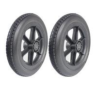 BEdaw 1 Pair Solid Wheels Replacement for Wheelchair, 12 ½X 2 ¼ Pu Non-Pneumatic Wheelchair Rear Wheels Assembly, 12Inch (30Cm) Front Wheel with 12Mm Bearing/Black