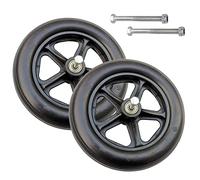 BEdaw 2 Pcs Heavy Duty Front Wheelchair Wheel, Solid Wheel Replacement Wheel for Rollators, 8Mm Bearing, Walker Wheels Protects Floors, Wear-Resistant and Non-Slip/Black/8Inch/20Cm