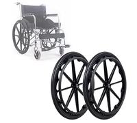 BEdaw 2 Pcs Wheelchair Wheels 20 22 24 inch Solid Polyurethane Tire, Wheelchair Replacement Wheels with Bearings and Handrim,Wheel for All Types of Wheelchairs/24In(60Cm)*13/8