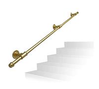 BEdaw Outdoor Stair Railing Safety Hand Rail Complete Kit Wall Mount Metal Wrought Iron Hand Rails for Indoor Outdoor Steps 1M 1.5M 2M 3M 4M 5M 6M, Gold/8Ft/240Cm