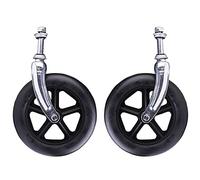 BEdaw Wheelchair Wheels, Solid Wheelchair Front Wheels, Professional Anti-Slip Wheelchair Wheel Replacement, with Front Forks, for Walker/Wheel Chair/Black/6Inch
