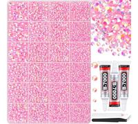 Bedazzle Kit Resin Rainbow Rhinestones, 3mm Multicolor Flatback Gems with Jewelry Glue, Multicolor Crystals for DIY Crafts, Phone Case, Nail Art Decoration Shoes Face (Style-6,3/4/5/6mm-30000Pcs)