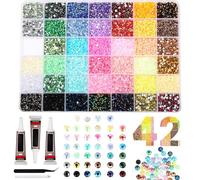 Bedazzler Kit 32000Pcs Resin Rhinestones for Bedazzling 42 Colors Flatback Bedazzling Kit with 3PCS 10ml Glue for Nail Art Crafting Book Makeup
