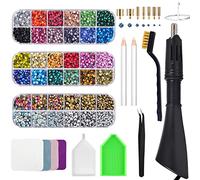 Bedazzler Rhinestone Kit, Fixed Gems Applicator Warm Diamond Painting Pen, Wax Pen, Tweezers, Tray, Cleaning Cloth, 28 Colors Rhinestone Crystals for DIY Shoes Clothes