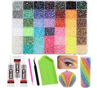 Bedazzling Kit, 36000 Pcs Colorful DIY Resin Rhinestones for Bedazzling with Glue and Pen, 2-3 mm Gems Bedazzled Kit for Diamond Art, Clothes, Crafting, Clothing (32000, 42 Color)