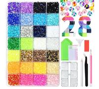 Bedazzling Kit, 3mm Flat Back Gems Crystals Bedazzler Kit with Pen and Tweezers for DIY Handicraft Nails Crafts Clothes Shoes, 28 Colors 30000 Pcs Rhinestones