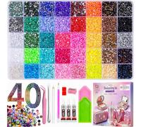 Bedazzling Kit 40000Pcs 40 Colors Resin Jelly Rhinestones,Multicolor 3mm Flatback Gems for DIY Arts & Crafts, Bedazzler Kit with 3Pcs 10ml B7000 Glue & Tools - Christmas Birthday Gifts for Women