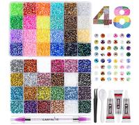 Bedazzling Kit 48000Pcs 48 Colors Resin Jelly Rhinestones, Multicolor 3mm Flatback Gems for Diamond Art, Bedazzler Kit with 3Pcs 10ml B7000 Jewelry Glue & Tools for DIY Crafts Clothes Shoes