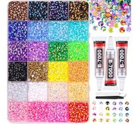 Bedazzling Kit Nail Art Rhinestones with Glue,DIY Resin Jelly Rhinestones with Pick Up Tweezers and Pen, Flatback Gems for Crafting(24 grids/24000 Pieces A)
