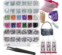 Bedazzling Kit, Rich Assorted Colors Crystal AB Flat Back Rhinestones with Multi-Purpose Craft Tools, Large Quantity Gemstones in Multiple Sizes for Nail Art, Face Decor & Wide DIY Craft Projects