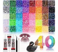 Bedazzling Kit with 40 Colors 3mm Flat Back Rhinestones, Shiny Crystal Gems for Nail Art & Craft Decoration, Including Pick Up Pen and Tweezer for DIY Projects on Clothing Shoes Accessories