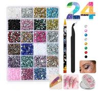 Bedazzling Kit With Bedazzling Pen, 24 Colors 30000pcs Diy 3mm Flat Back Rhinestones, Dazzling Gems For Bedazzle With Tools, Bedazzled For Nail, Bedazzler, Clothes, Crafting, Nail Art Accessories,Book