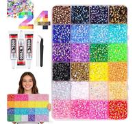 Bedazzling Kit with Glue, 32000Pcs Flatback Rhinestones for Crafts, 40 Colors Resin Nail Gems Set with Pick Up Pen, Tweezers, DIY Bling Starter Kit for Tumblers, Face Makeup (24000 Pcs & 24 Colors)