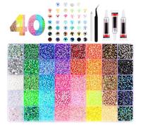 Bedazzling Kit with Glue and Pen, 40 Colours 32000PCS 3mm Resin Flatback Rhinestones, Multicolour Rainbow Gems for DIY Crafting, Clothing, Shoes, Nails, Books & Diamond Art (40 Colours)