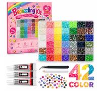 Bedazzling Kit With Glue And Tools, 33,600 42 Colours, Gift For Women | 3mm Flat Back Rhinestones, AB resin gems, 3 x 10ml precision-needle glue, tweezers and a wax pencil, presented in a gift box