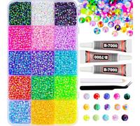 Bedazzling Kit with Rhinestones, Flat Back Nail Gems Crystals with Glue, Tweezers and Pen, Storage Box Included for DIY Crafts, Nail Art, Clothing, Shoes and Diamond Art Decorations (15 Colors)