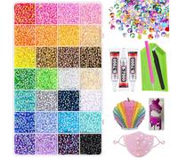 Bedazzlings Kit, 36000 Pcs Colorful DIY Resin Rhinestone Kit, 2-3 mm Gems Bedazzled Kits with Glue and Pen for Diamond Art, Clothes, Crafting, Clothing (30000, 28 Color)